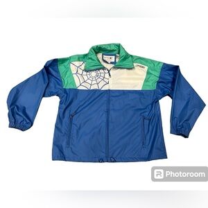 Vintage Spyder Jacket 90s Colorful Full Zip Windbreaker Ladies 12 Blue Green